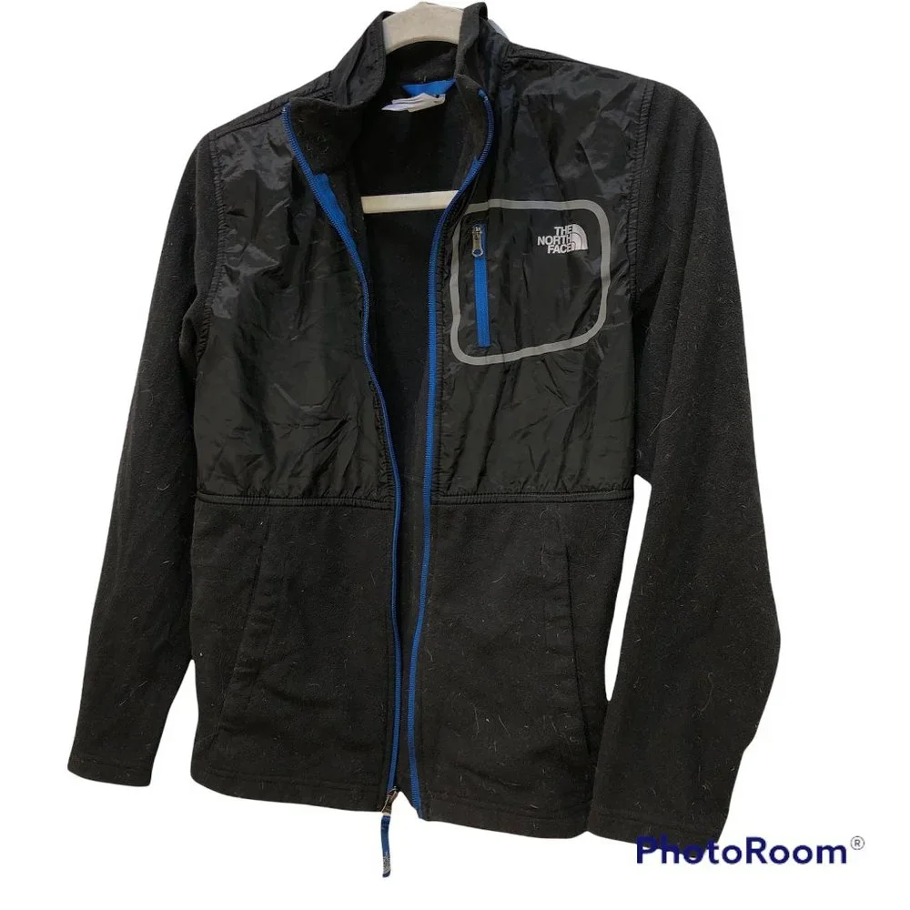 The North Face black blue trim lightweight shell boys jacket 14-26 L